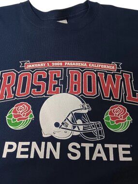Penn State Nittany Lions Football Shirt Large 2009 Rose Bowl Long Sleeve Blue